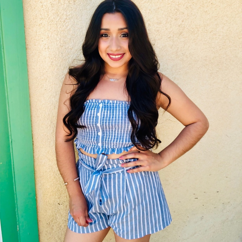 ‼️SALE‼️ TWO PIECE STRIP LINEN SET🌼